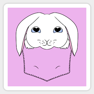 Cute White Rabbit in the Pocket Sticker